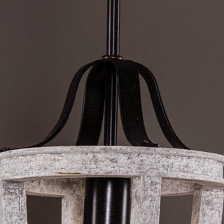 1-Light Hamptons Farmhouse French Country Distressed White Wood Pendant Lighting for Kitchen With Adjustable Hanging Length