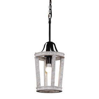 1-Light Hamptons Farmhouse French Country Distressed White Wood Pendant Lighting for Kitchen With Adjustable Hanging Length
