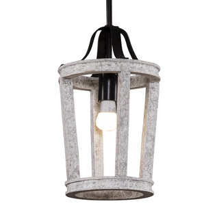 1-Light Hamptons Farmhouse French Country Distressed White Wood Pendant Lighting for Kitchen With Adjustable Hanging Length