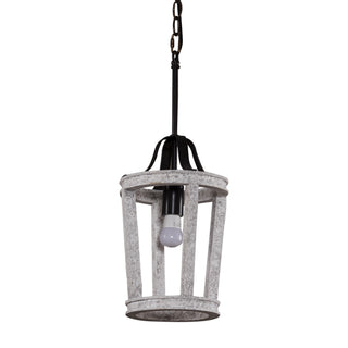 1-Light Hamptons Farmhouse French Country Distressed White Wood Pendant Lighting for Kitchen With Adjustable Hanging Length