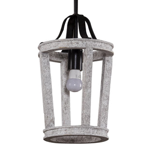 1-Light Hamptons Farmhouse French Country Distressed White Wood Pendant Lighting for Kitchen With Adjustable Hanging Length