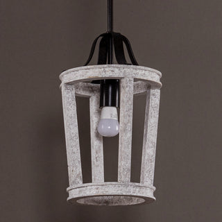 1-Light Hamptons Farmhouse French Country Distressed White Wood Pendant Lighting for Kitchen With Adjustable Hanging Length