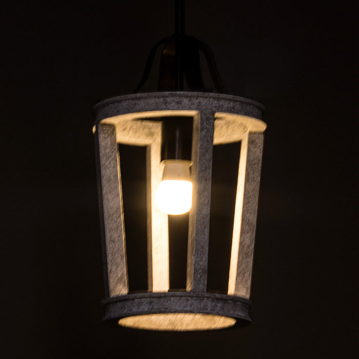 1-Light Farmhouse French Country Distressed White Wood Pendant Lighting for Kitchen With Adjustable Hanging Length