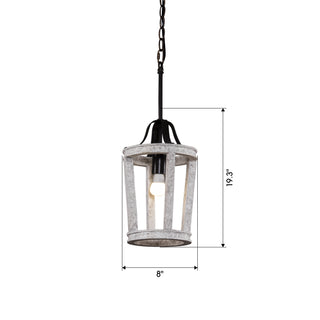 1-Light Hamptons Farmhouse French Country Distressed White Wood Pendant Lighting for Kitchen With Adjustable Hanging Length