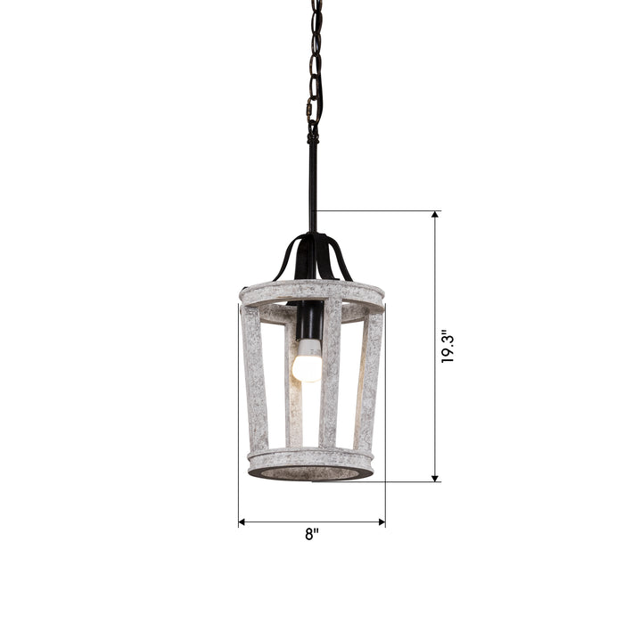 1-Light Farmhouse French Country Distressed White Wood Pendant Lighting for Kitchen With Adjustable Hanging Length