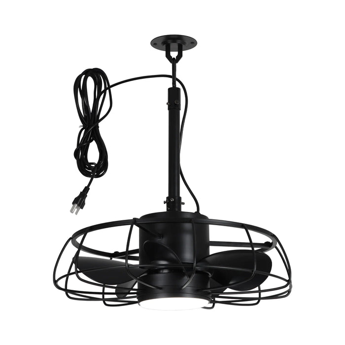 20 Inch Vistula Outdoor DC Motor Black Industrial Hanging Buckle Downrod Ceiling Fan with Light