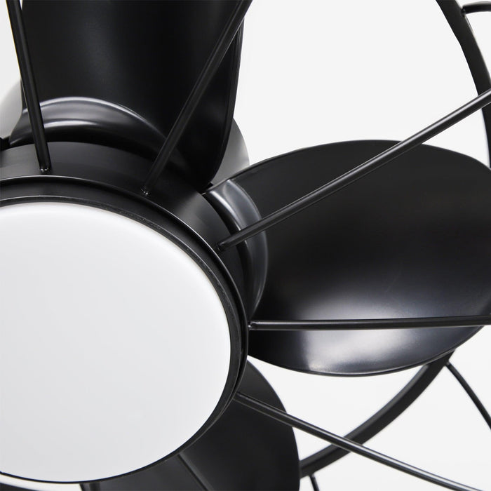 20 Inch Vistula Outdoor DC Motor Black Industrial Hanging Buckle Downrod Ceiling Fan with Light