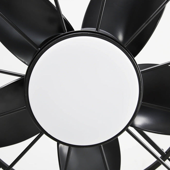 20 Inch Vistula Outdoor DC Motor Black Industrial Hanging Buckle Downrod Ceiling Fan with Light