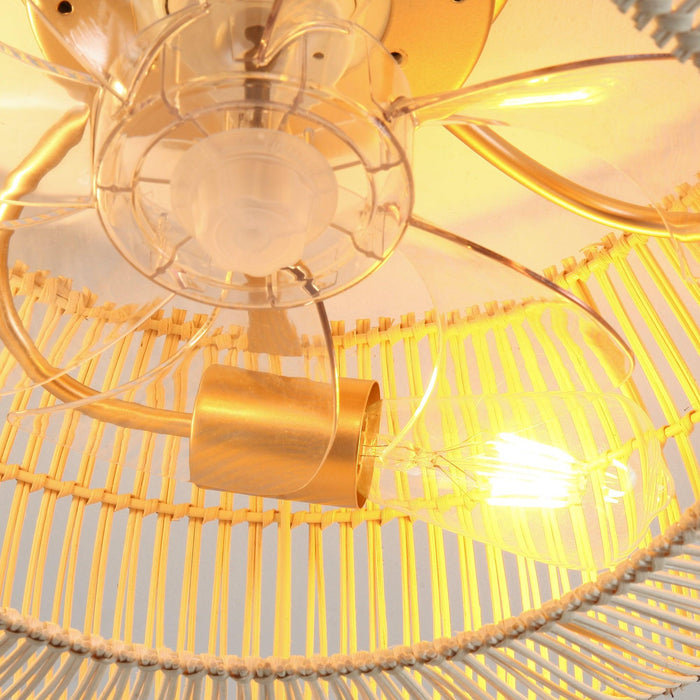 20 Inch Flora DC Motor Farmhouse Flush Mount Ceiling Fan with Light