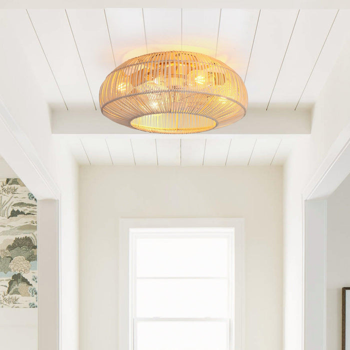 20 Inch Flora DC Motor Farmhouse Flush Mount Ceiling Fan with Light