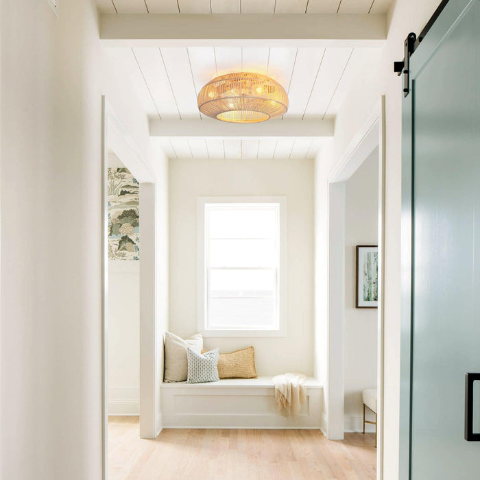 20 Inch Flora DC Motor Farmhouse Flush Mount Ceiling Fan with Light