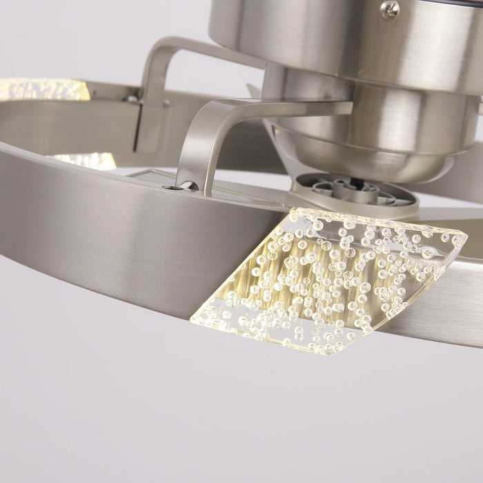 20 Inch Hazel Satin Nickel Flush Mount LED Ceiling Fan with Remote Control