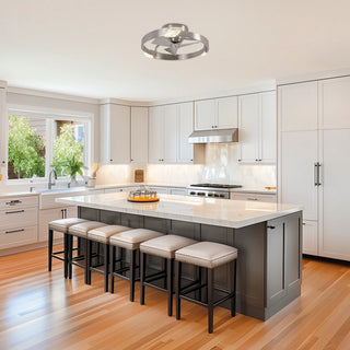 20 Inch Hazel Satin Nickel Flush Mount LED Ceiling Fan with Remote Control