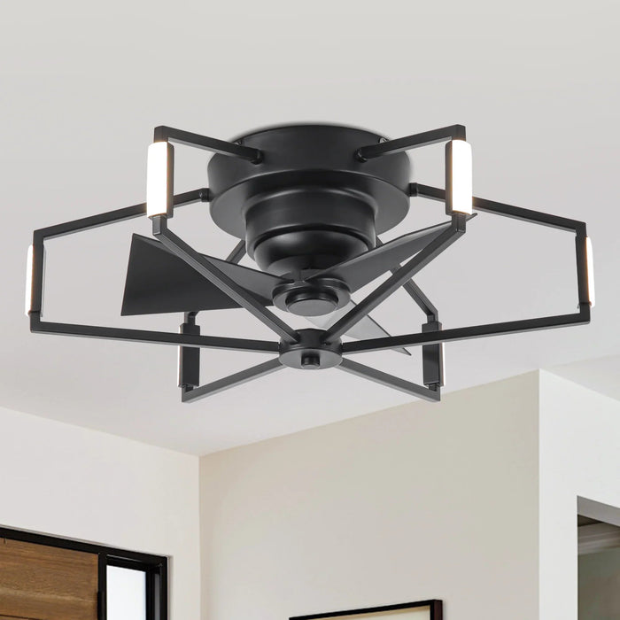 21 Inch Wade Black Industrial Flush Mount LED Ceiling Fan