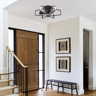 21 Inch Wade Black Industrial Flush Mount LED Ceiling Fan