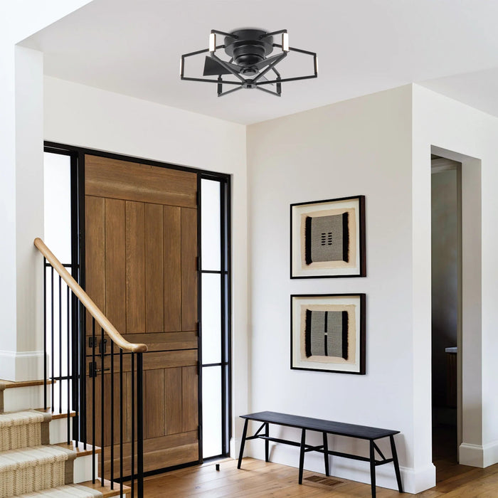 21 Inch Wade Black Industrial Flush Mount LED Ceiling Fan