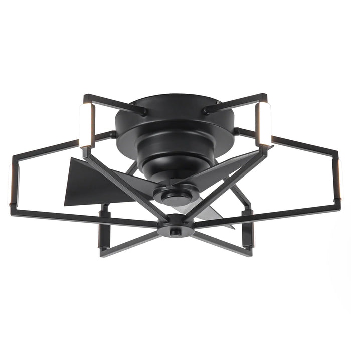 21 Inch Wade Black Industrial Flush Mount LED Ceiling Fan
