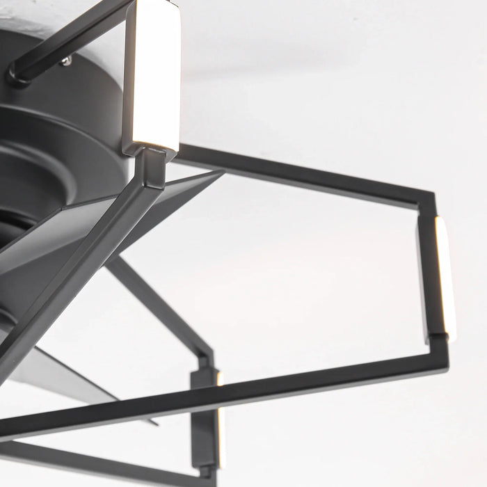 21 Inch Wade Black Industrial Flush Mount LED Ceiling Fan