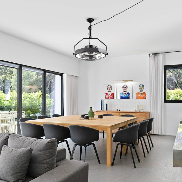 20 Inch Doris Downrod Fan Wall Mount Fan with LED Light and Remote Control