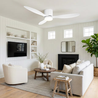 52" Aura Modern Flush Mount Ceiling Fan with LED Light