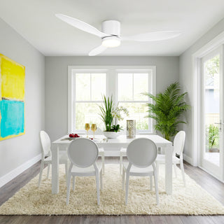 52" Aura Modern Flush Mount Ceiling Fan with LED Light