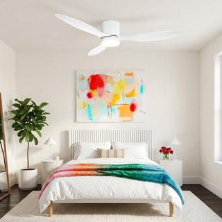 52" Aura Modern Flush Mount Ceiling Fan with LED Light