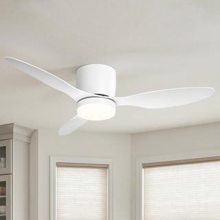 42" Aura Modern White Flush Mount Ceiling Fan with LED Light