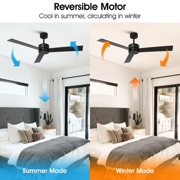 52" DC Motor 3 Blades Modern Downrod Mount Ceiling Fan