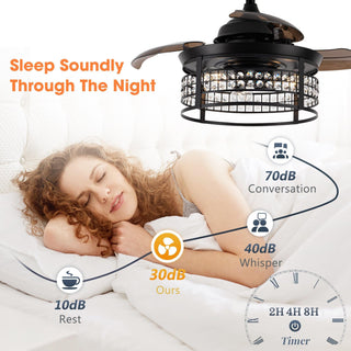 36" 3 Blades Modern Ceiling Fan with Lighting and Remote Control