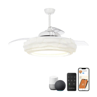 52" Jaipur Hamptons Smart Retractable Ceiling Fan with LED Light