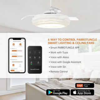 52" Jaipur Hamptons Smart Retractable Ceiling Fan with LED Light