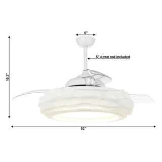 52" Jaipur Hamptons Smart Retractable Ceiling Fan with LED Light