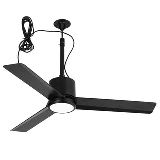 42 Inch Rhine Indoor/Wet Outdoor IP65 Black Anywhere Waterproof Ceiling Fan with LED Light and Convenient Hanging Hook