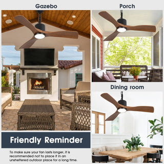 42 Inch Hamptons Patio Guard IP65 Outdoor DC Motor Black Modern Hanging Buckle Downrod Ceiling Fan with Light
