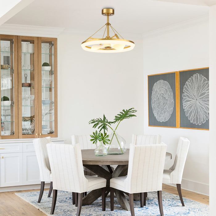 30 Inch Mona Golden Downrod Mount Fandelier with Remote Control