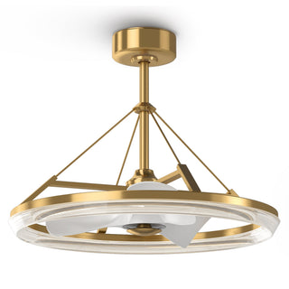 30 Inch Mona Golden Downrod Mount Caged Ceiling Fan With Lighting