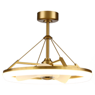 30 Inch Mona Golden Downrod Mount Caged Ceiling Fan With Lighting