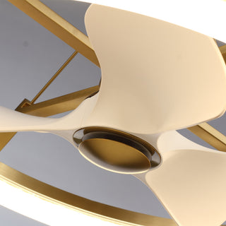 30 Inch Mona Golden Downrod Mount Caged Ceiling Fan With Lighting