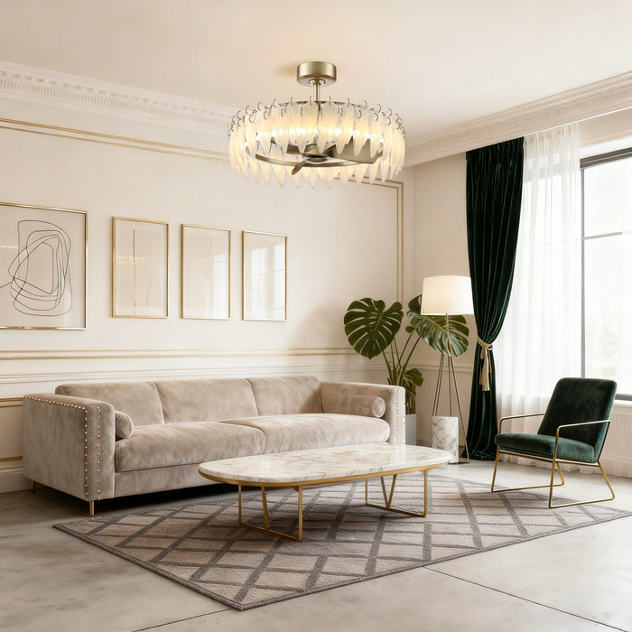 32 Inch Antique Silver Ogden Luxury Fandelier with Light and Remote Control