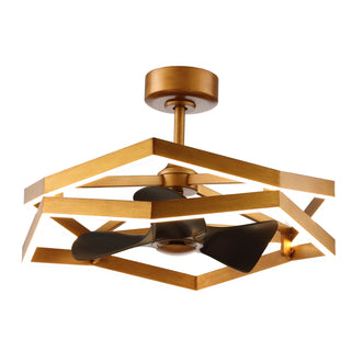 31 Inch Antique Golden Willie Luxury Caged Ceiling Fan With Light and Remote Control