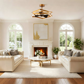 31 Inch Antique Golden Willie Luxury Caged Ceiling Fan With Light and Remote Control