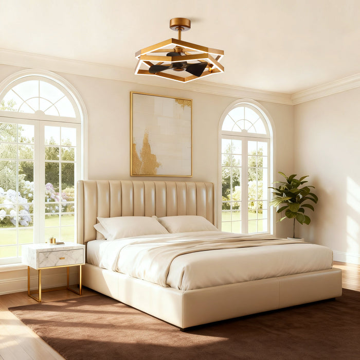 31 Inch Antique Golden Willie Luxury Fandelier with Light and Remote Control