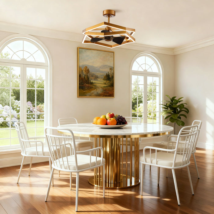 31 Inch Antique Golden Willie Luxury Fandelier with Light and Remote Control