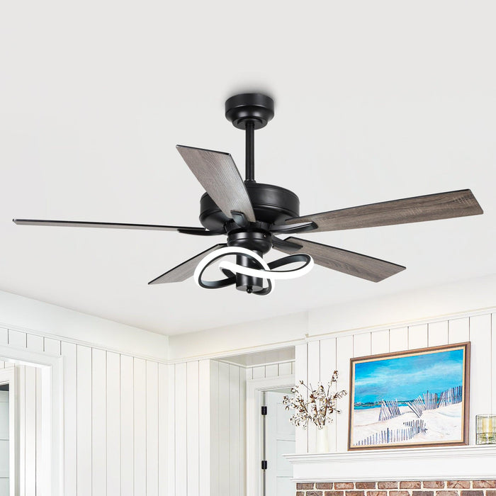 52 Inch Oregon DC Motor Modern Downrod Ceiling Fan with LED Light