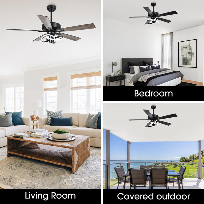 52 Inch Oregon DC Motor Modern Downrod Ceiling Fan with LED Light