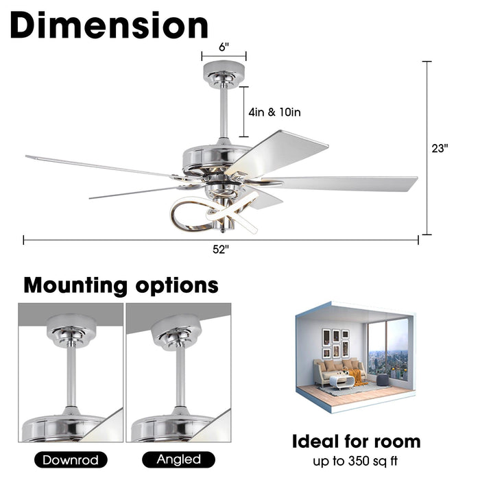52 Inch Oregon DC Motor Modern Downrod Ceiling Fan with LED Light