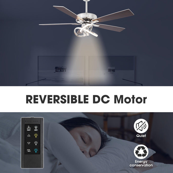 52 Inch Oregon DC Motor Modern Downrod Ceiling Fan with LED Light