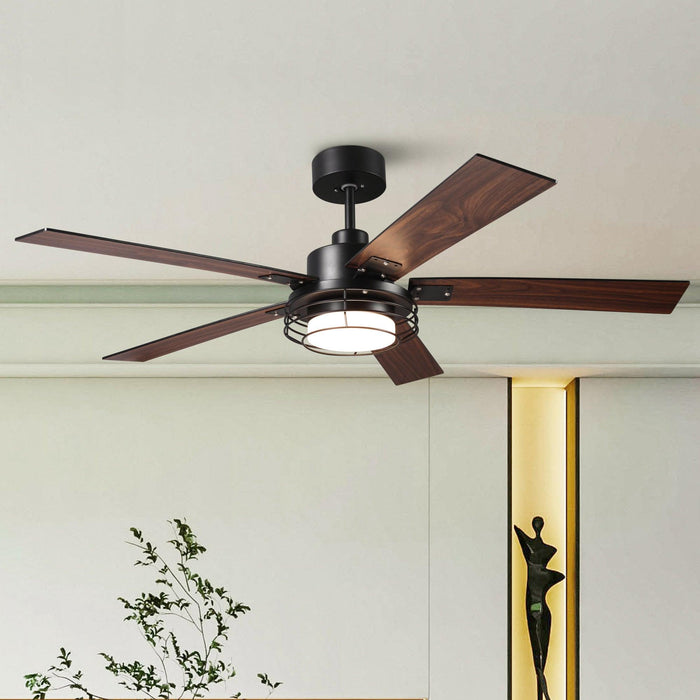 52 Inch Bernice DC Motor Industrial Downrod Ceiling Fan with LED Light and Remote Control