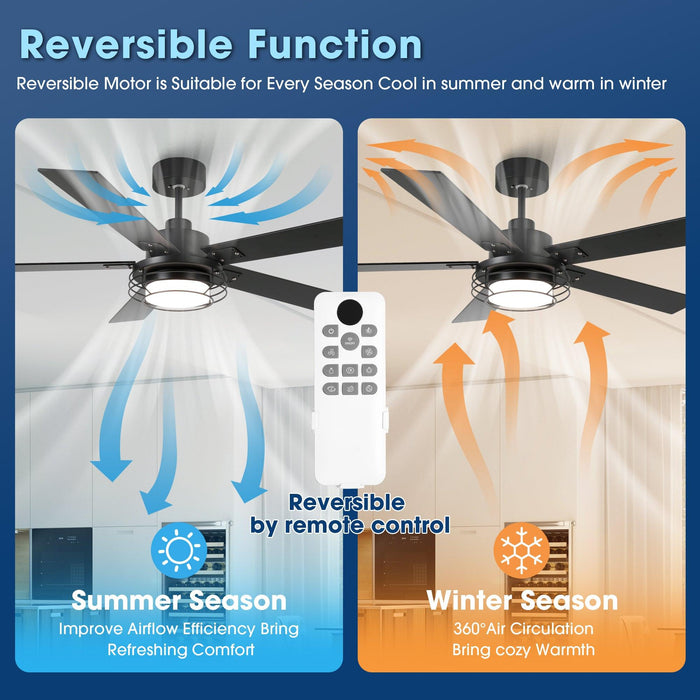 52 Inch Bernice DC Motor Industrial Downrod Ceiling Fan with LED Light and Remote Control