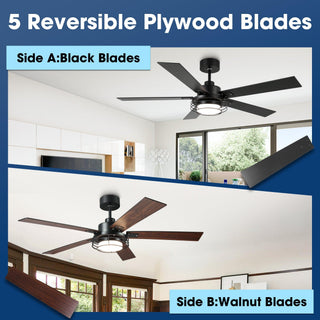 52 Inch Bernice DC Motor Industrial Downrod Ceiling Fan with LED Light and Remote Control